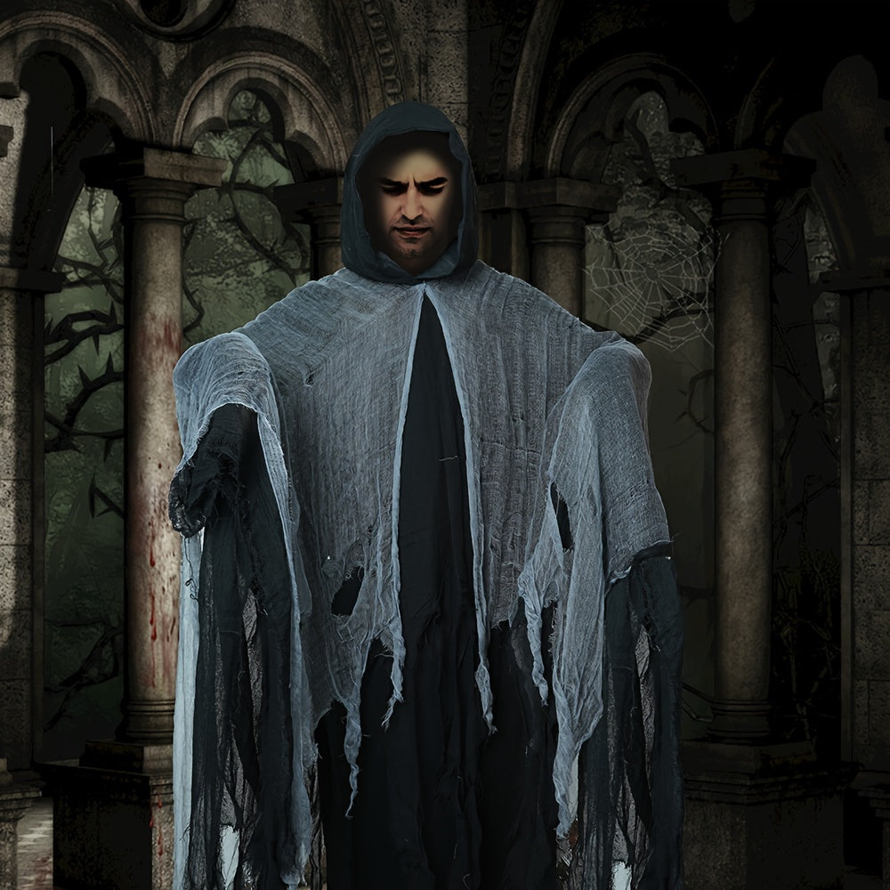 Teen Skeleton Cloak with Hood for Halloween - Lightweight Spooky Costume