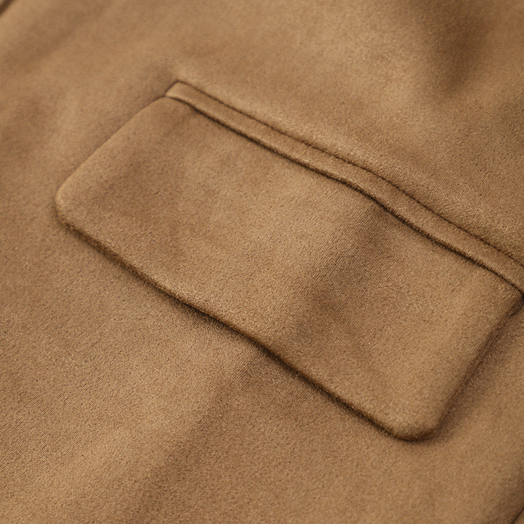 Women’s Suede Jacket | Single-Breasted Notched Lapel | Soft Suede Fabric | Cozy Warmth