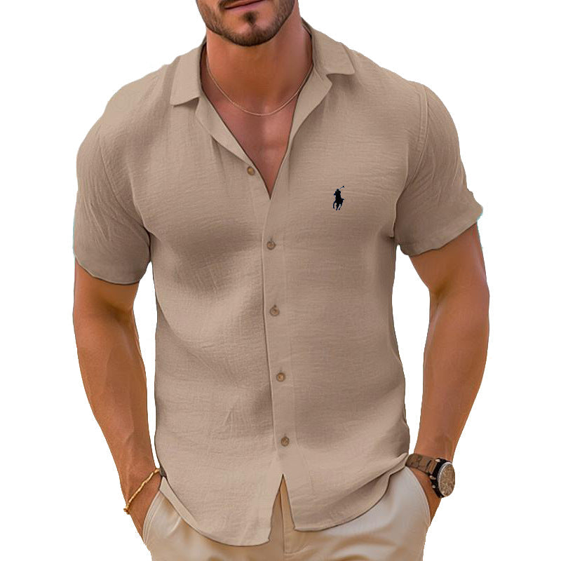 Men’s Short-Sleeve Shirt | Lightweight Linen Cotton Blend | Breathable & Easy Care | Versatile Fit