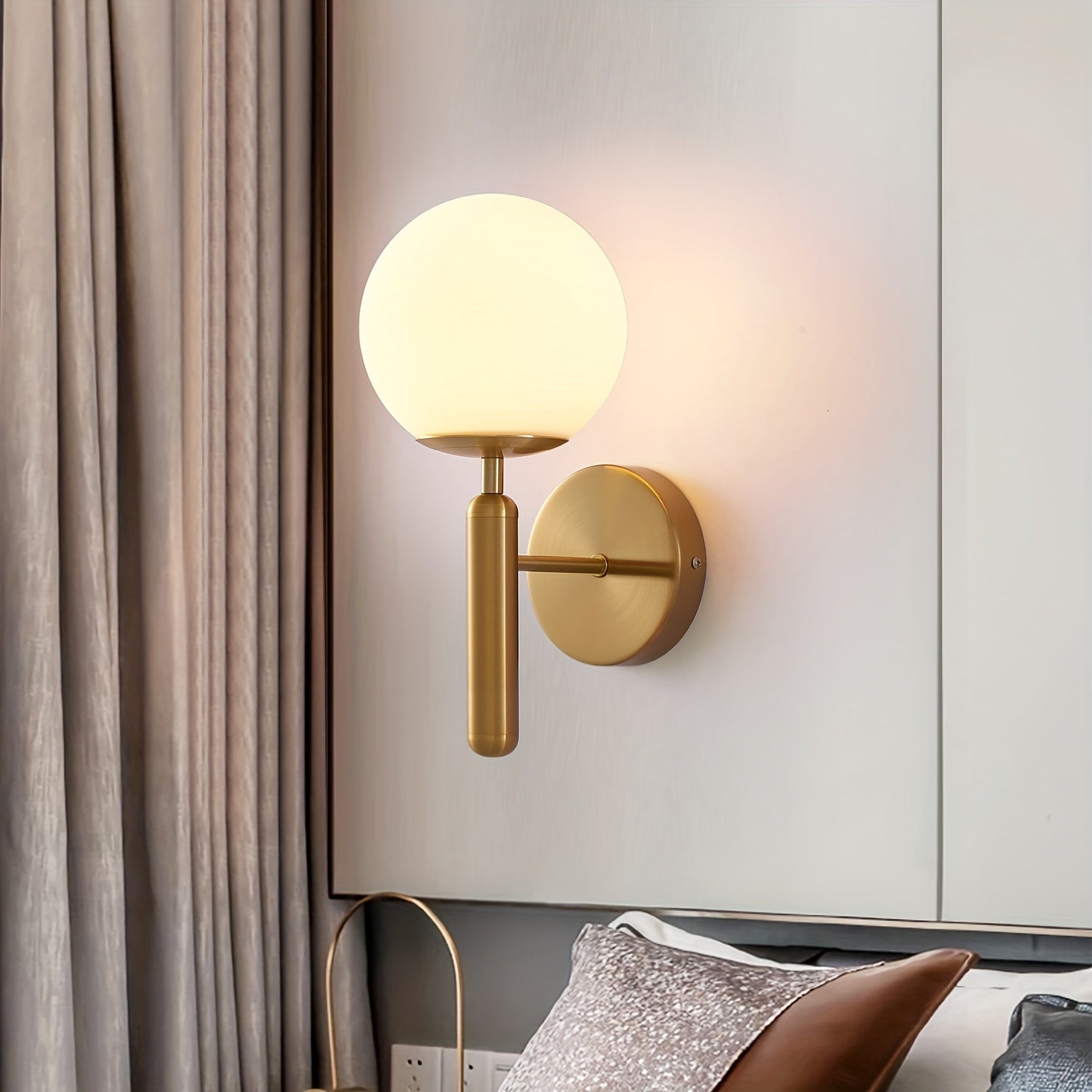 Sleek Glass Sphere Wall Light with Stylish Metal Base