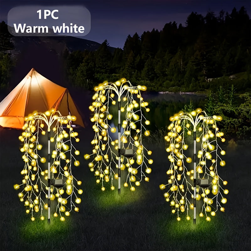 Solar-Powered Outdoor LED Willow String Lights Multicolor Glow for Halloween