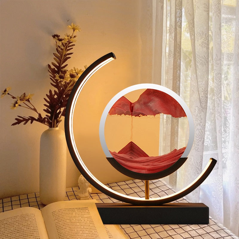 Drift Sand Art Table Lamp | 3D Rotating Sand Painting | Acrylic & LED Light | Stress Relief