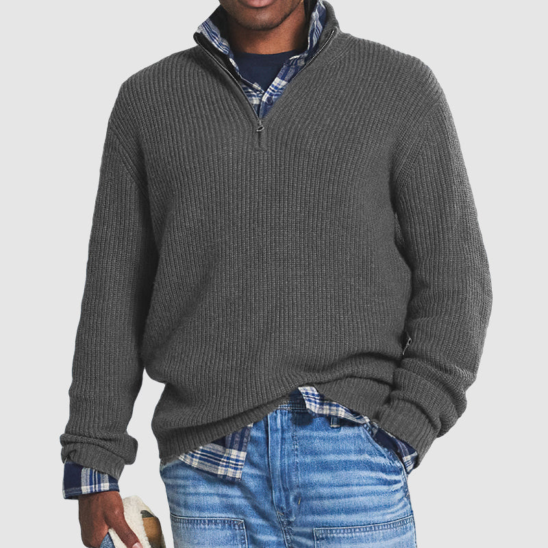 Men's Quarter-Zip Pullover | Rib Knit Construction & Stand-Up Collar | Versatile Business Casual | Comfortable Fit