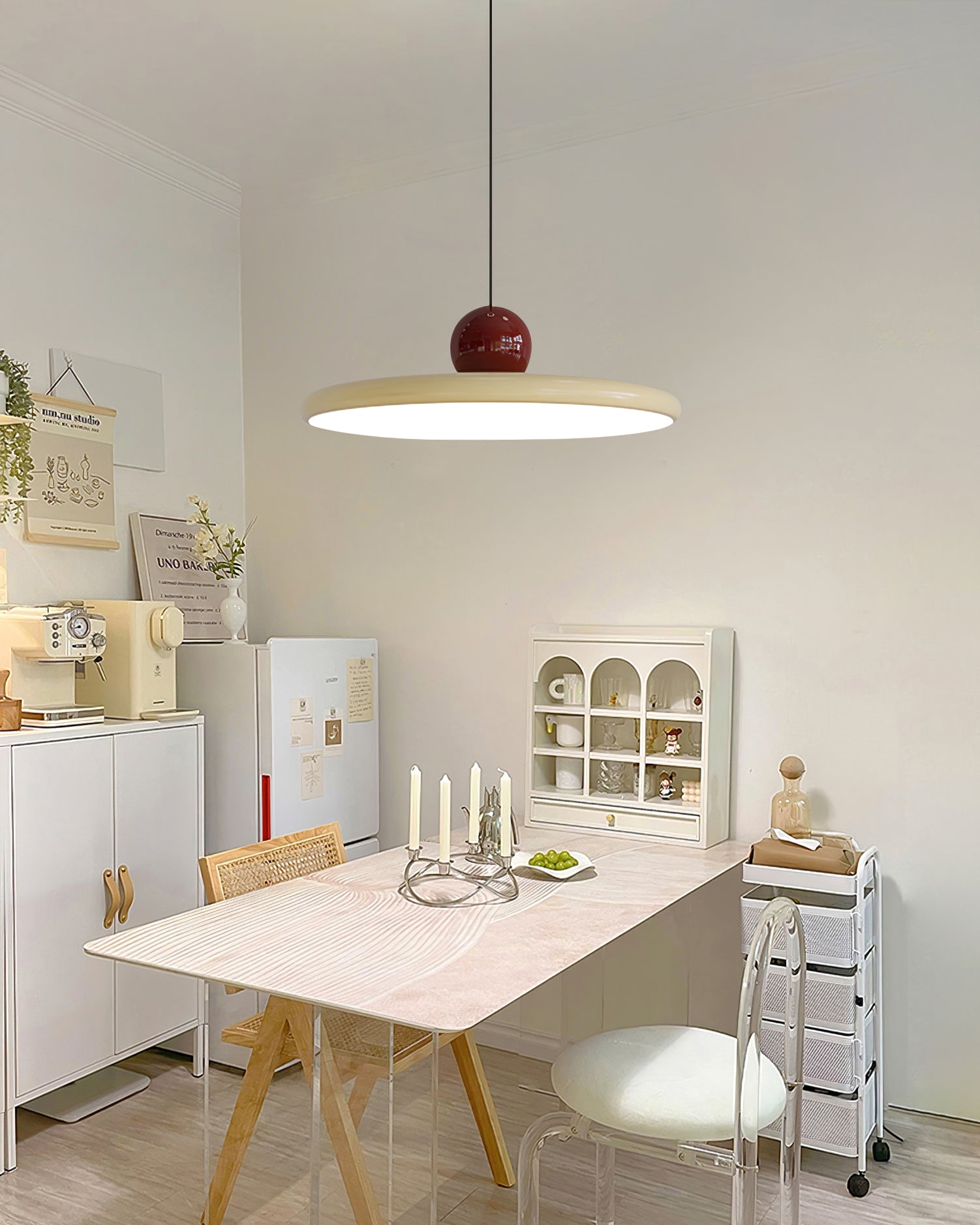 Circular LED Ring Pendant Light | Minimalist Glossy Design | Metal & Acrylic | Adjustable Hanging Height