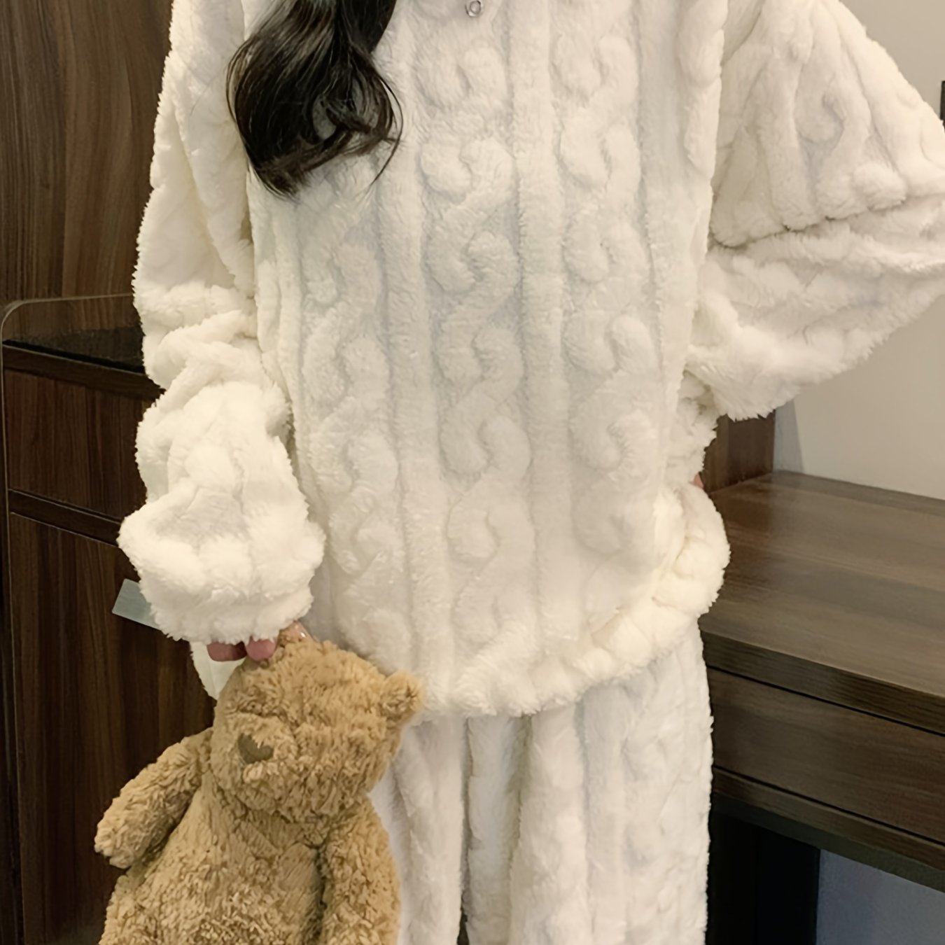 Women's Fleece Lounge Set | Long Sleeve | Cozy Warm Comfort | Polyester