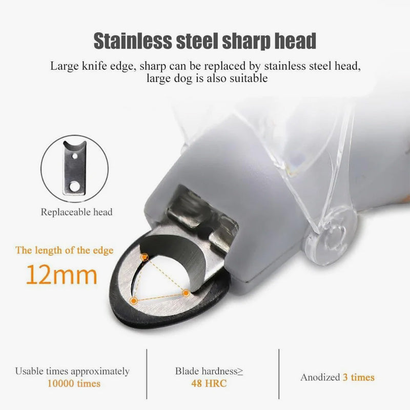 LED Light Pet Nail Clippers – Stainless Steel Blade, Replaceable