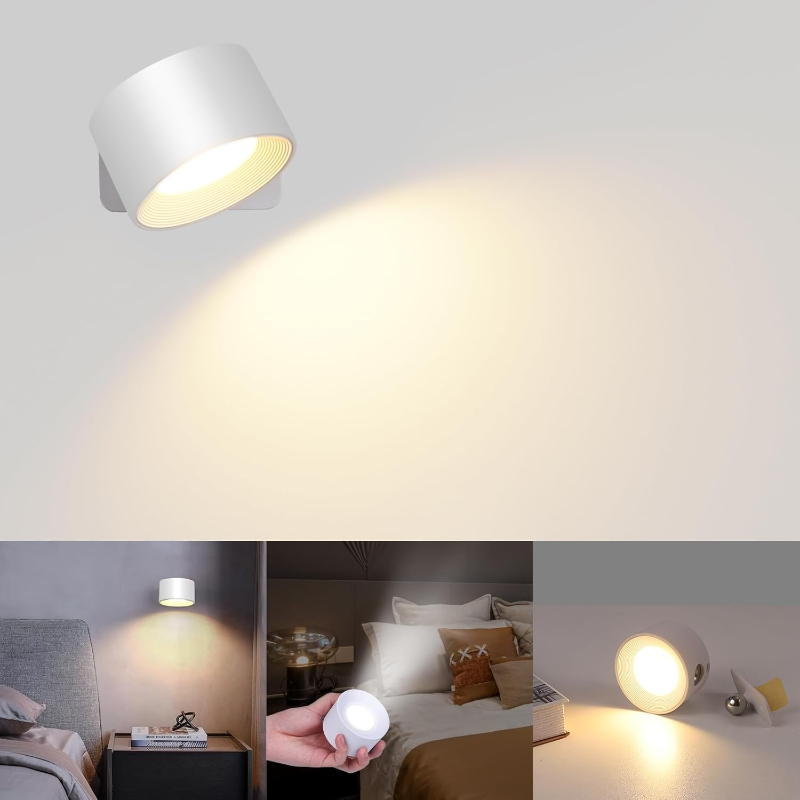 Touch Control LED Wall Lamp with 360° Rotating Head – Cordless Design