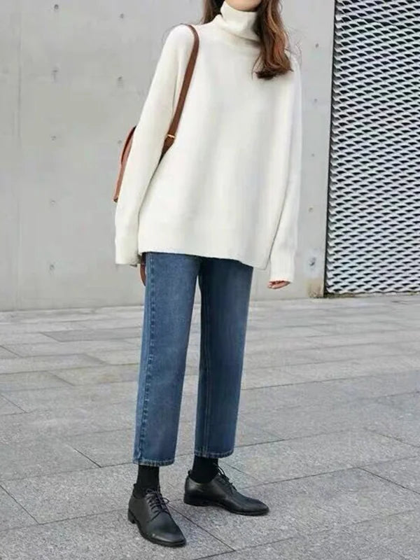Women’s Oversized Knit Turtleneck Sweater | Relaxed Fit & Ribbed Details | High-Quality Fabric Blend | Comfortable Everyday Wear