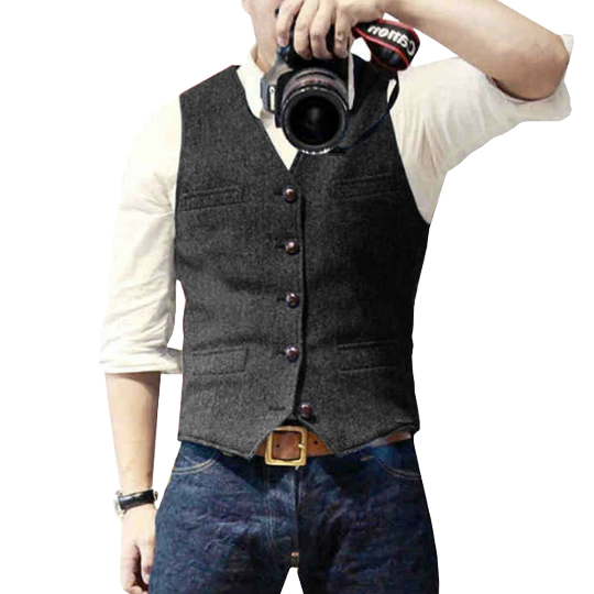Men's Vest | Single-Breasted Tailored Fit | Cotton & Wool Blend | Versatile Style for All Seasons