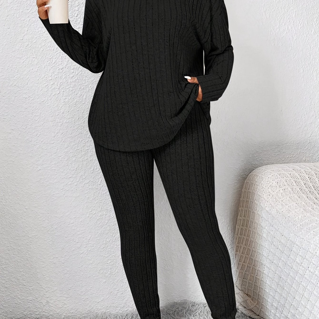 Plus Size Pajama Set | Long Sleeve | Lightweight Comfort | Polyester