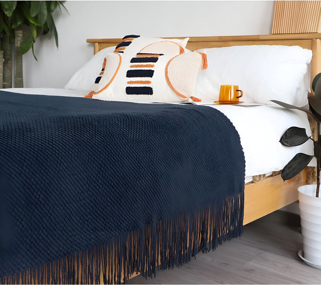 Plaid Blanket | Coarse Knit | All-Season Comfort | Acrylic