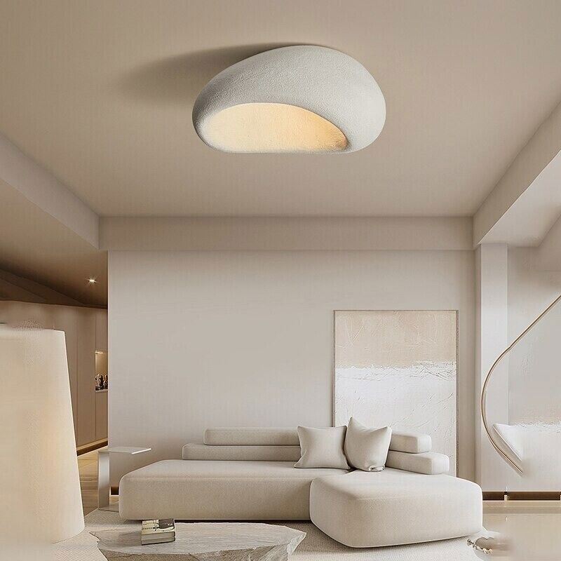Ceiling Light | Pebble-Shaped Wabi-Sabi Design | Resin & Metal | Warm White LED Ambient Lighting