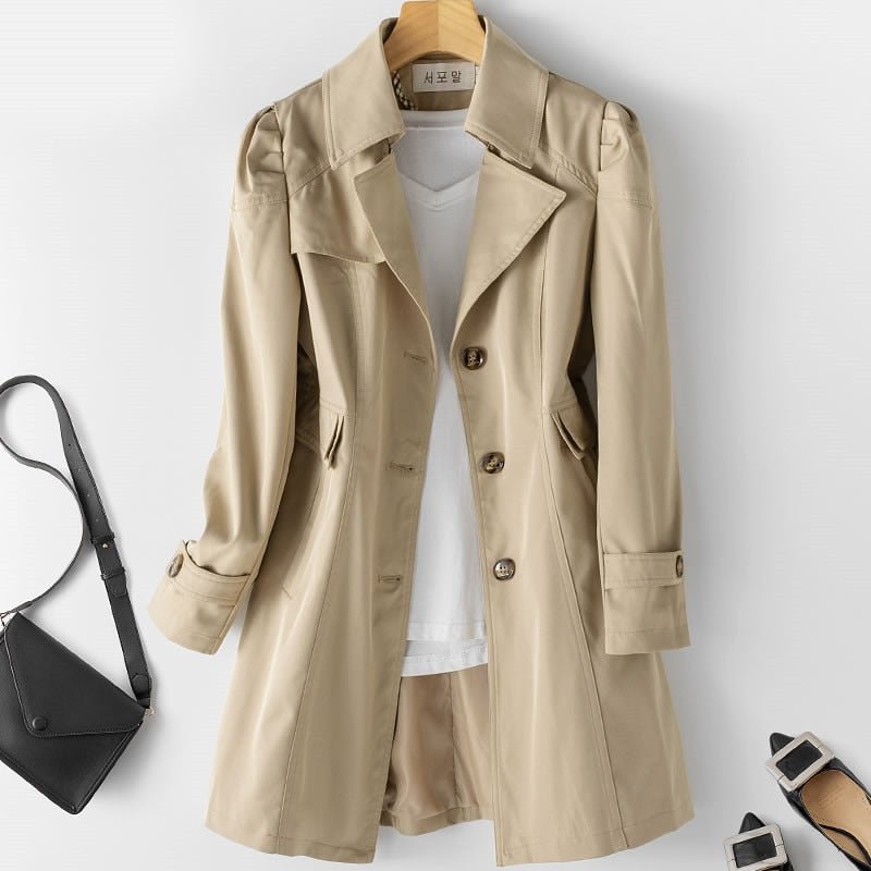 Women’s Trench Coat | Lightweight Polyester | Belted Waist & Buttoned Cuffs | Versatile Outerwear