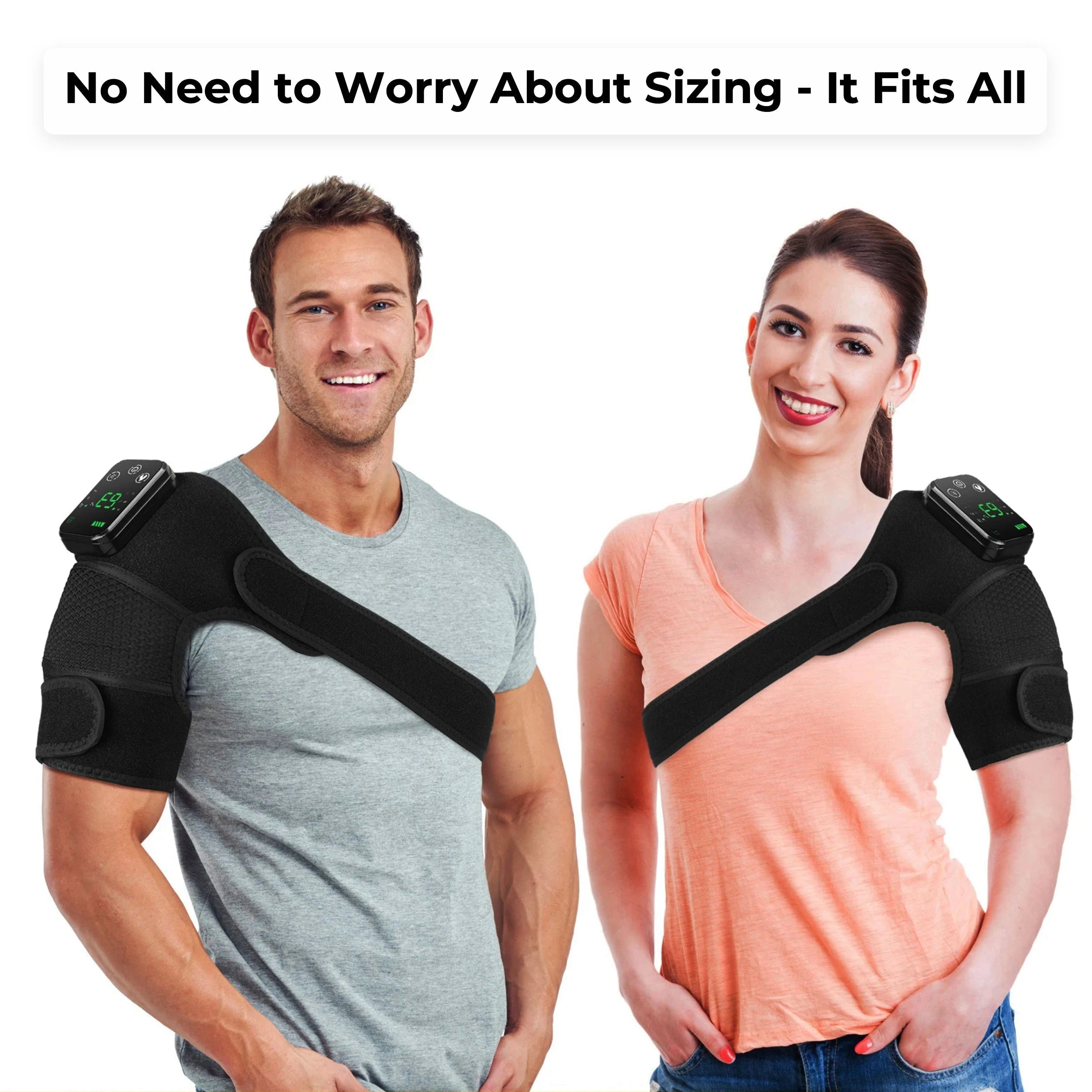 Rechargeable 3-in-1 Wireless Massager for Shoulders, Elbows & Knees with Heat and Vibration
