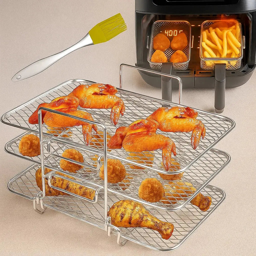 Air Fryer Insert with 3 Tiers for Uniform Cooking
