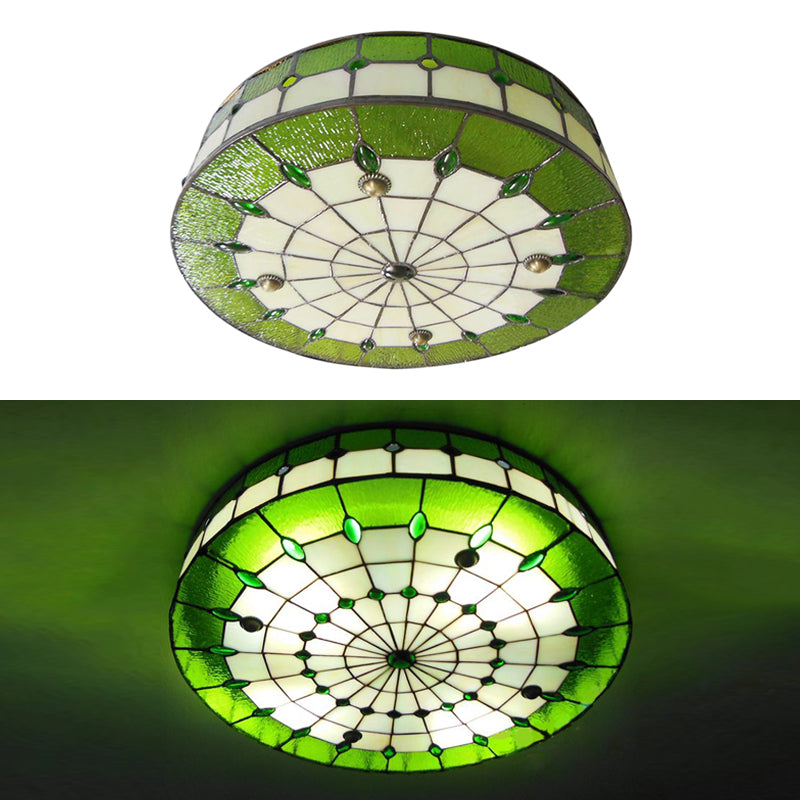 Taavita Bedroom Ceiling Lights, Jewel Decorated Drum Flush Mount Light Fixture