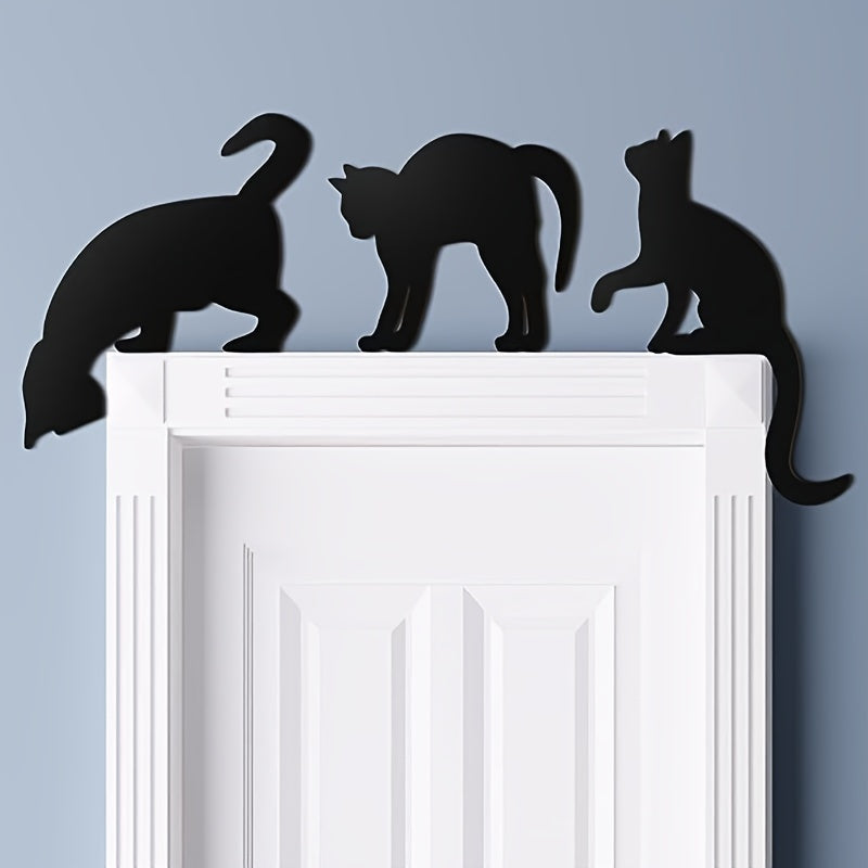 Rustic Wooden Black Cat Halloween Decorations – Spooky Door Silhouettes