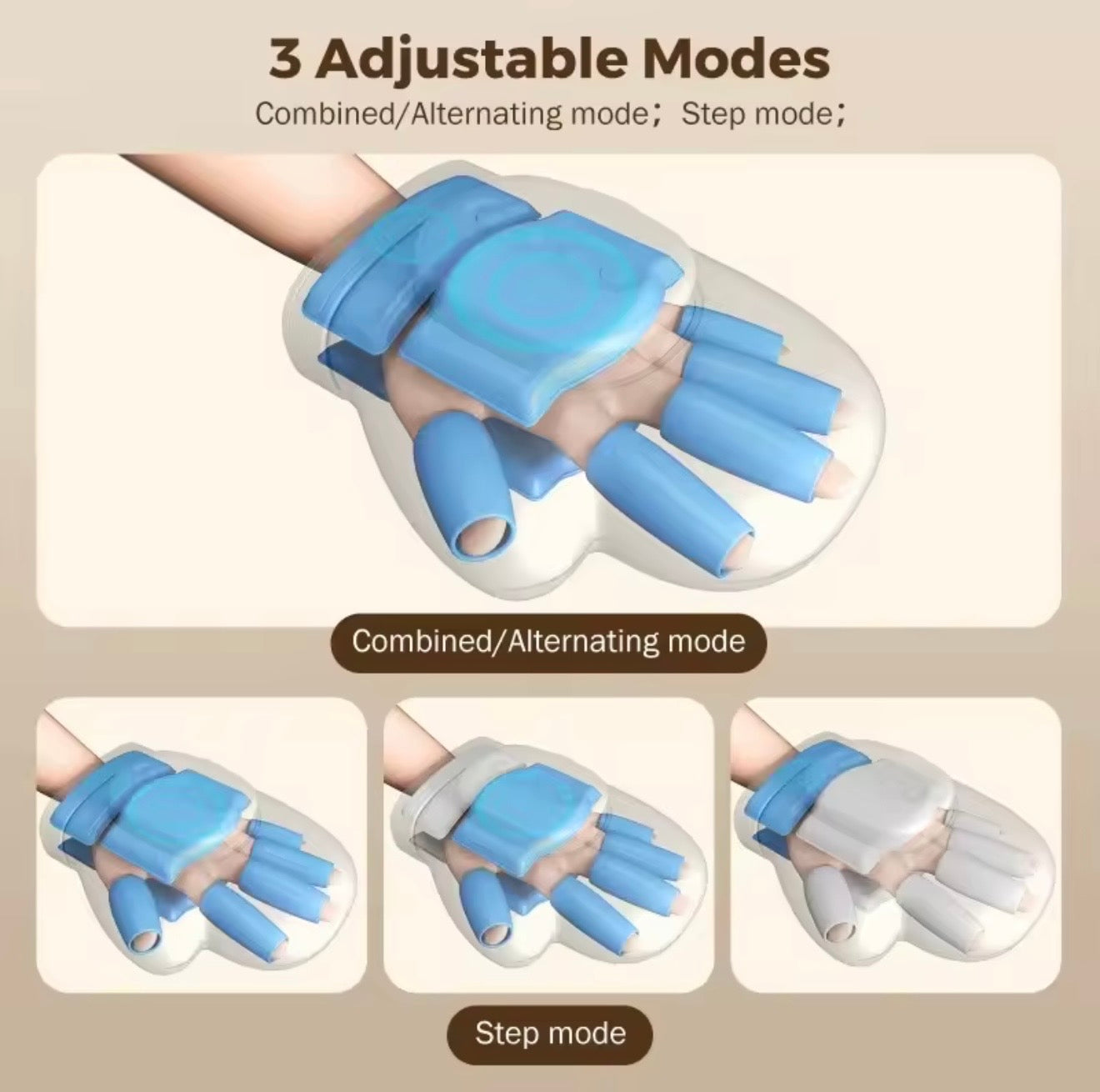 Hand Massager with Air Compression, Heat, 3 Settings & 5 Intensities, 2000mAh Rechargeable