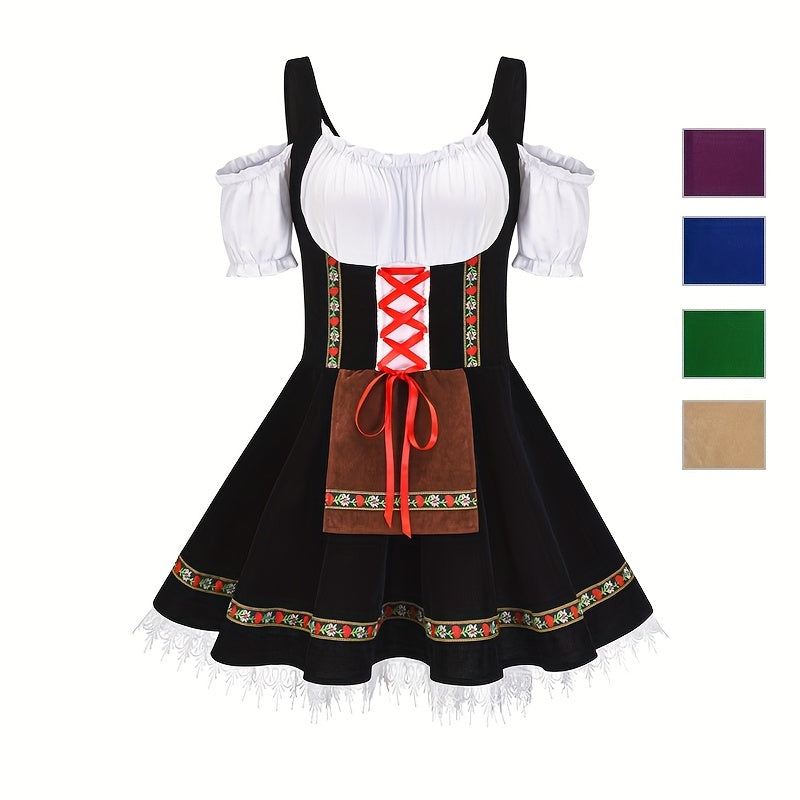 Women's Traditional Bavarian Oktoberfest Dirndl Dress with Embroidery