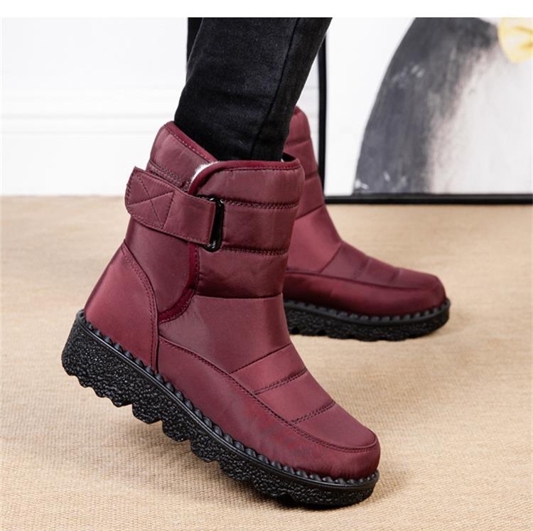 Waterproof Padded Cotton Ankle Boots | Adjustable Strap & Textured Outsole | Comfortable Fit