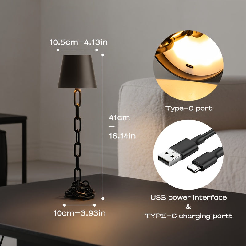 Sleek Chain-Style Desk Lamp with Cordless LED Technology