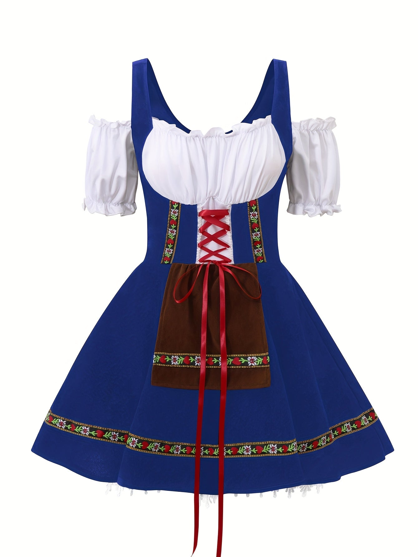Women's Bavarian Dirndl Dress with Lace-Up Corset for Oktoberfest