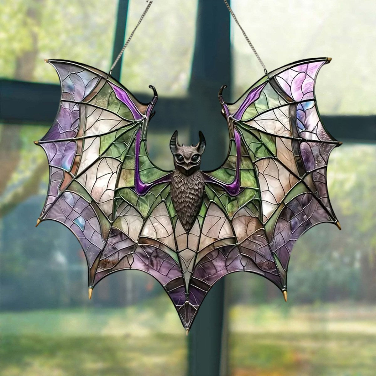 Halloween Purple Acrylic Bat Window Hanging Decor