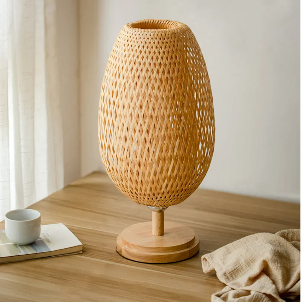 Illumo — Handwoven Rattan Table Lamp with Stepless Dimmer