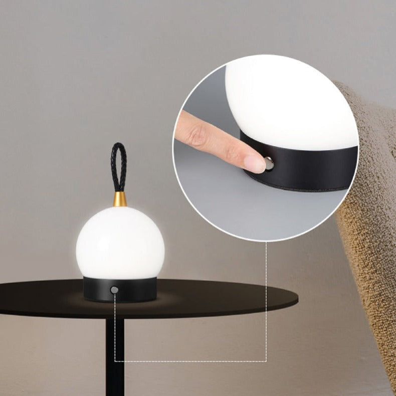 Timmy Orb Waterproof Cordless LED Lamp | Rechargeable Battery 7-9h | Touch Dimmable | IP65 Outdoor Indoor | Aluminum PU Leather | Black Silver Gold