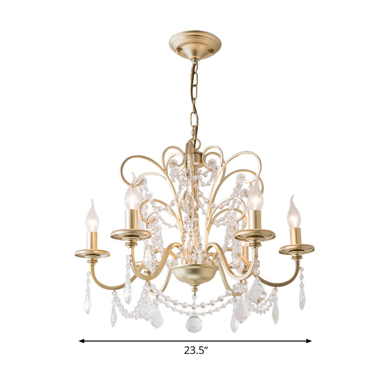 Taavita Crystal Swooping Arm Chandelier Light Countryside 3/6/8 Lights Dining Room Ceiling Lamp