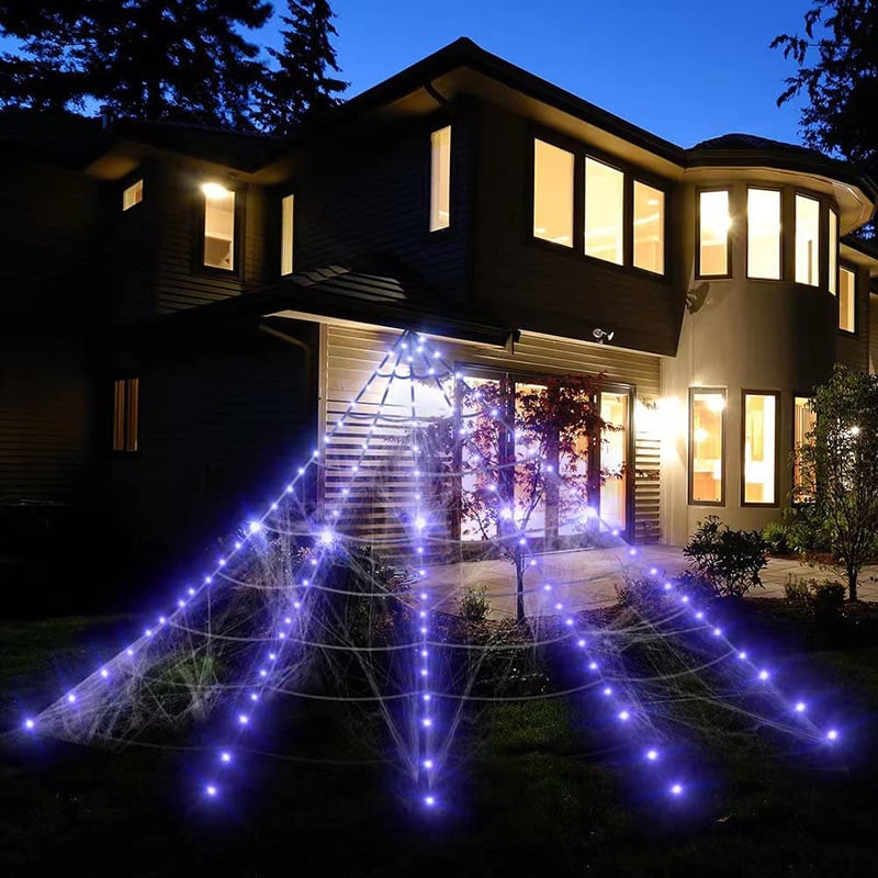 16.4ft Glowing Spider Web Halloween Decoration for Outdoor & Indoor
