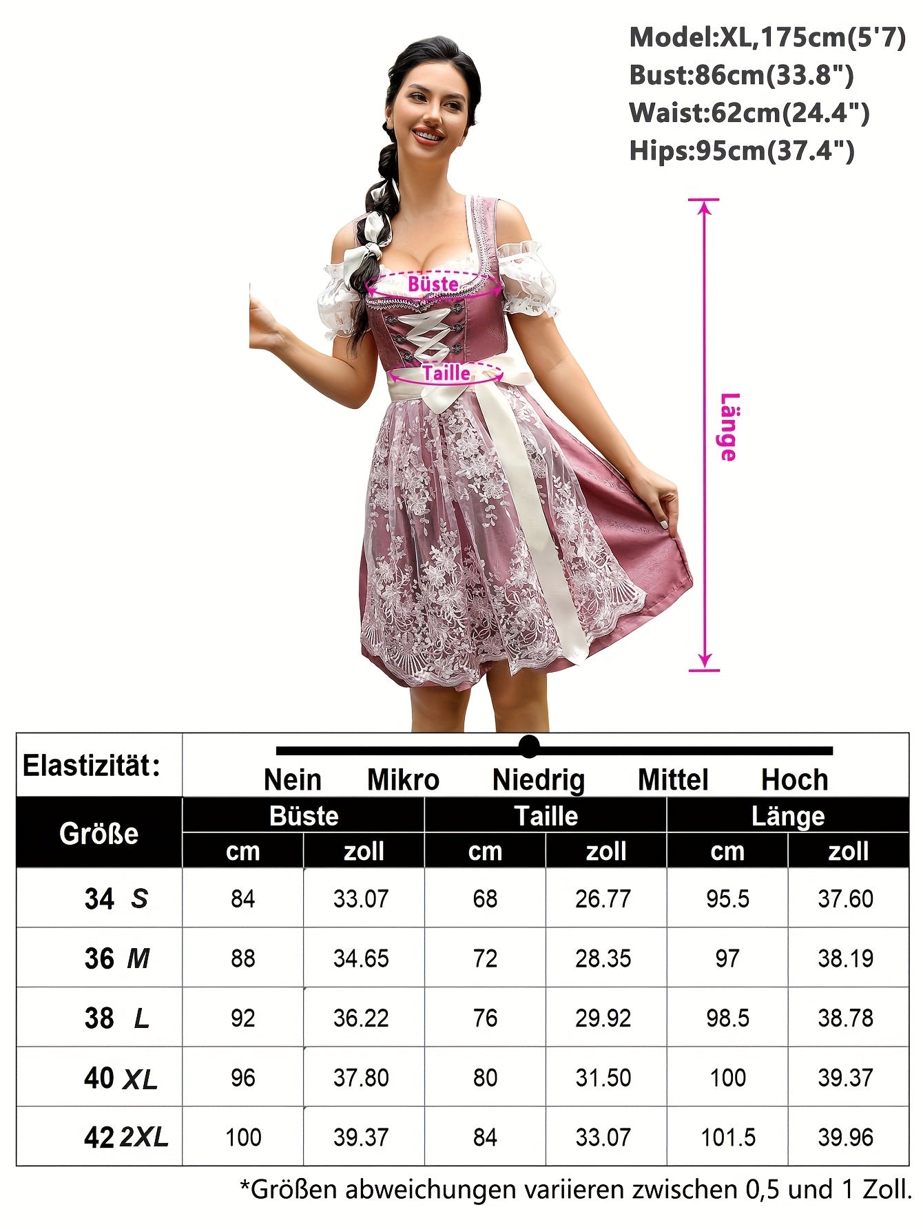 Women's Oktoberfest Dirndl Dress with Corset and Embroidered Apron
