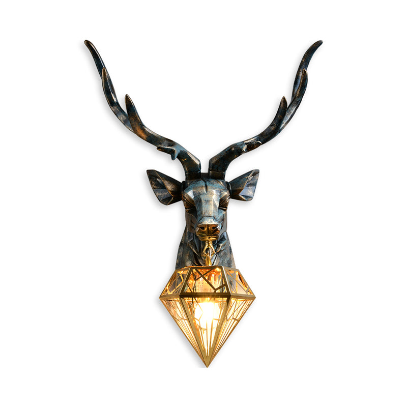 Taavita Resin Wall Sconce Lamp Lodge Style 1 Light Indoor Bronze Wall Mount Light with Diamond Cage Shade, 14.5"/19.5" W, 25 Inch & Above Height