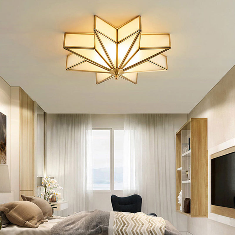 Taavita Star Flush Mount Fixture Classic Beveled Frosted Glass 4-Light Ceiling Light for Living Room Flush Mount