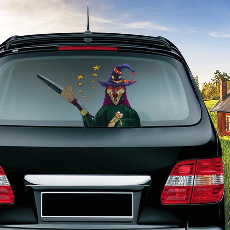 Halloween Car Rear Window Wiper Decal - Weatherproof Spooky Decoration