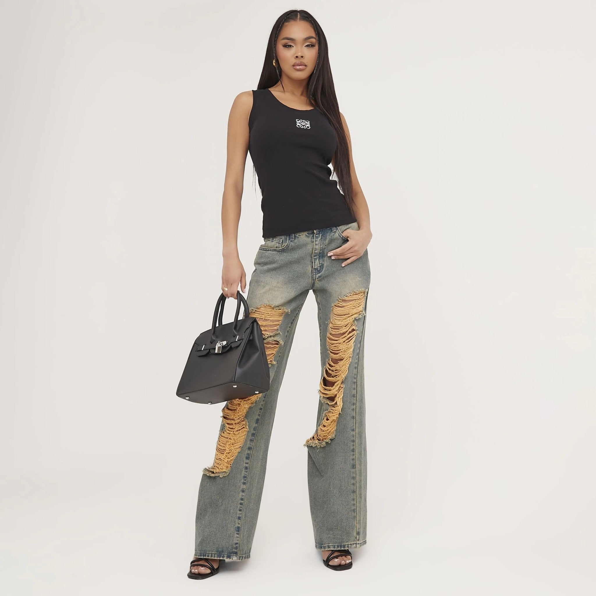 Women’s Ribbed Knit Tank Top | Delicate Embroidery Detail | Stretch Fabric | Comfortable Fit