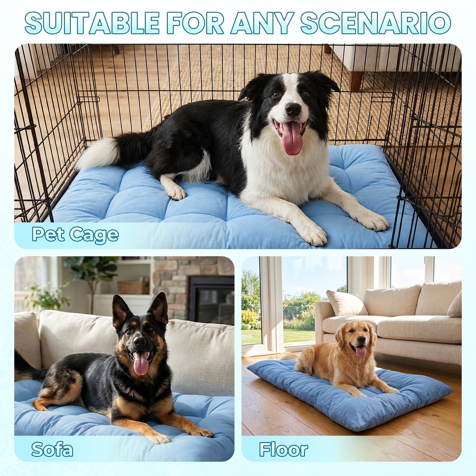 Extra-Large Summer Cooling Mat Dog Sofa Bed | Ultra-Soft, 8 Compartments, Extra-Large Plush Dog Sofa Bed | Super Soft, Thick Polyester Pet Mat with a Non-Slip Bottom | Comfortable Rectangular Sofa Suitable for Small to Large Dogs And Cats