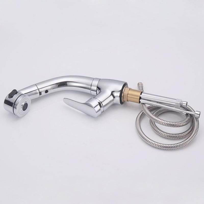 Adjustable 360-Degree Pull-Out Shower Faucet with Dual Water Functions