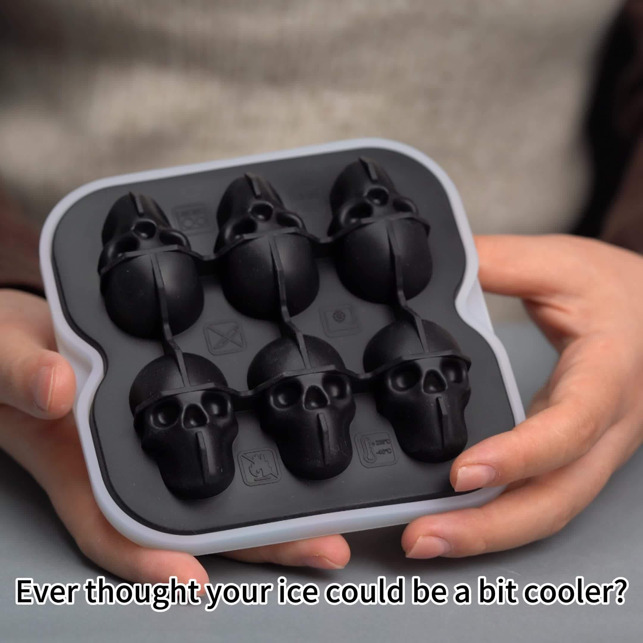 Skull Shaped Silicone Ice Cube Tray BPA-Free for Halloween Drinks