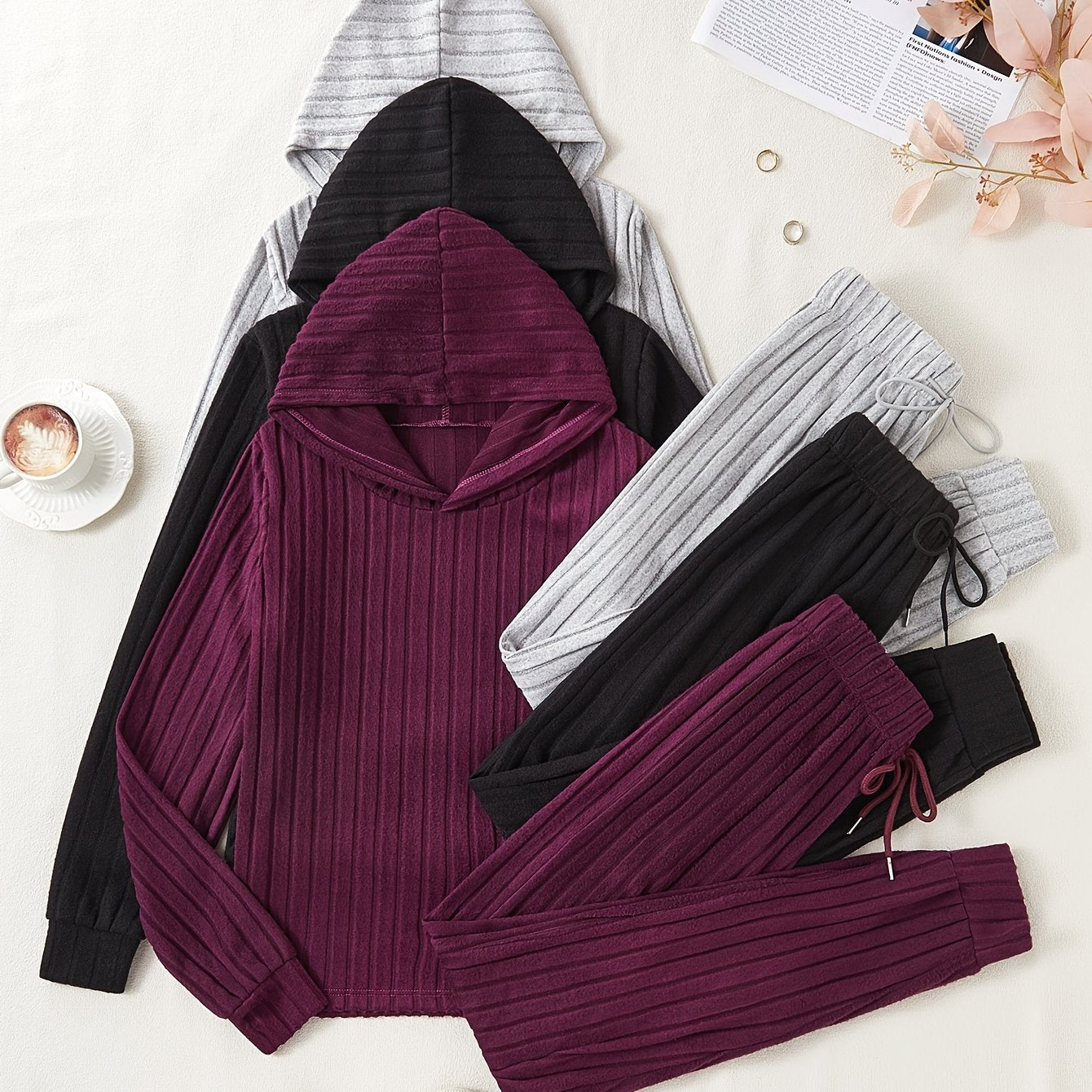 Women's Sportswear Set | Stretchy Ribbed | All-Day Comfort | Polyester