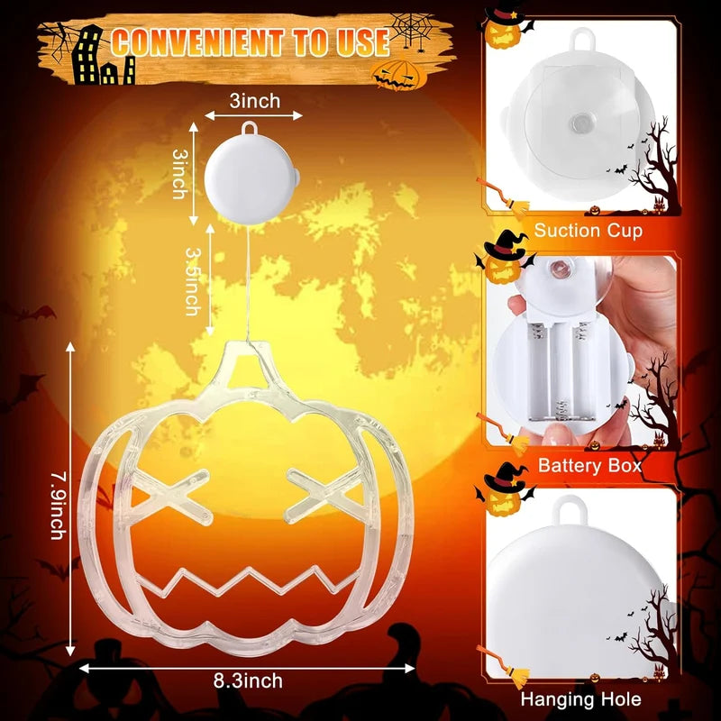 Halloween Window LED Lights with Spooky Pumpkin and Ghost Designs