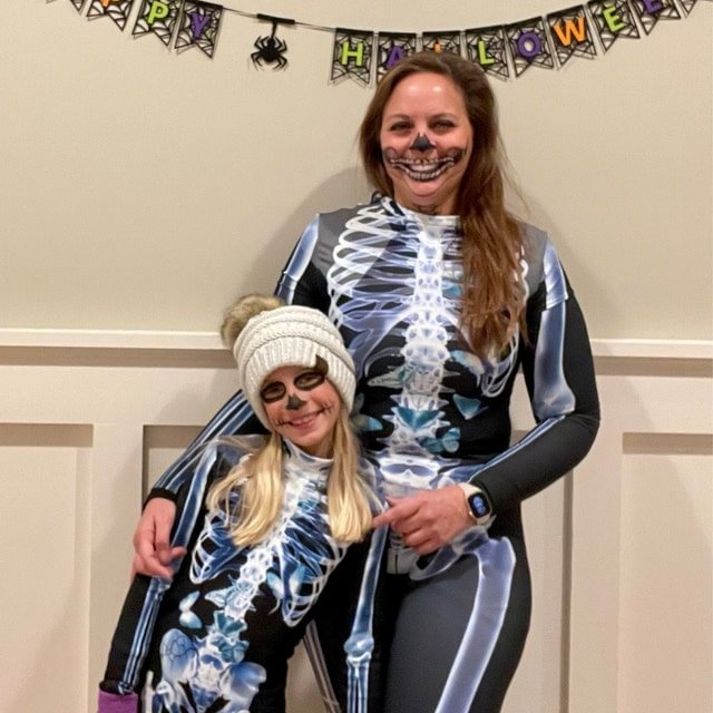 Halloween Skeleton Bodysuit with Glow Blacklight Effect