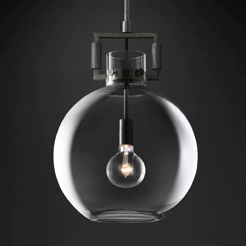Munda Globe Pendant — Glass and Copper Kitchen Island Light Fixture