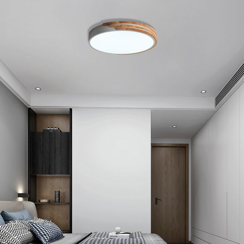 Nordic Style Round Ceiling Fixture Wood and Acrylic Unique Ceiling Lights Flush Mount in Grey/White/Green Clearhalo 'Ceiling Lights' 'Close To Ceiling Lights' 'Close to ceiling' 'Flush mount' Lighting' 370700
