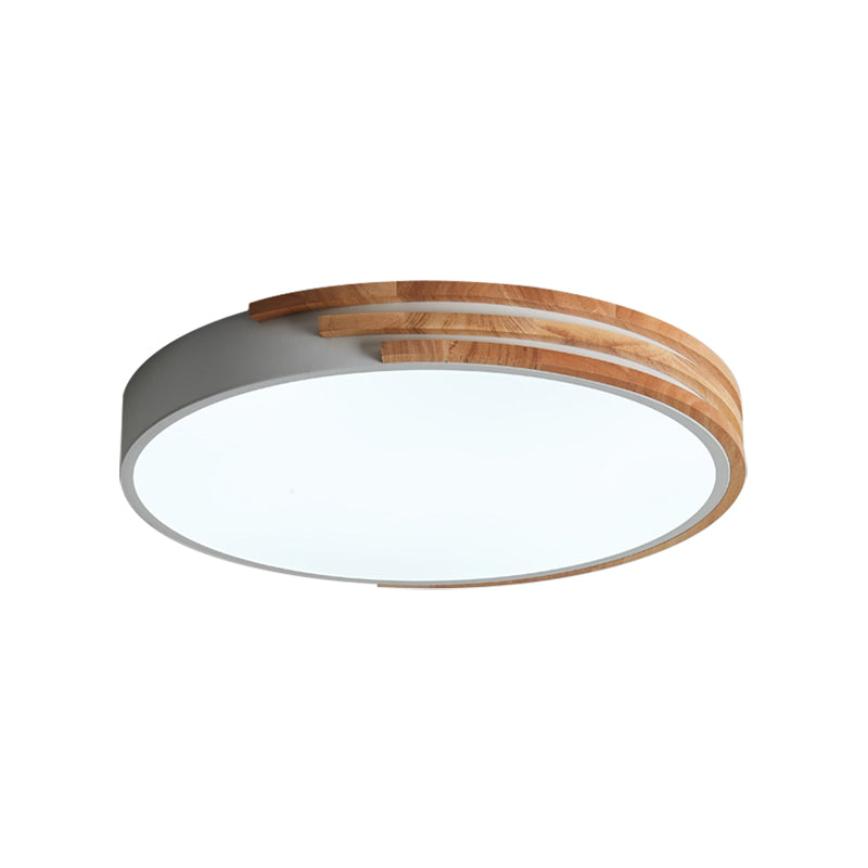 Taavita Style Round Ceiling Fixture | Unique Wood and Acrylic Ceiling Lights | Flush Mount in Grey/White/Green