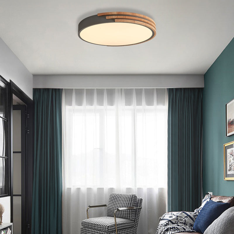 Taavita Style Round Ceiling Fixture | Unique Wood and Acrylic Ceiling Lights | Flush Mount in Grey/White/Green