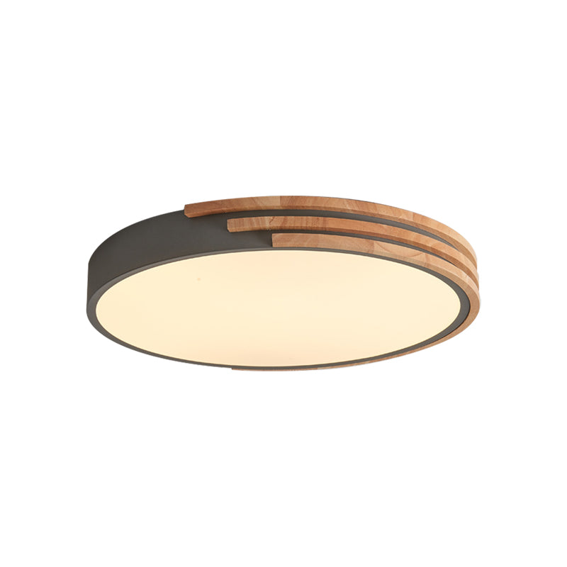 Taavita Style Round Ceiling Fixture | Unique Wood and Acrylic Ceiling Lights | Flush Mount in Grey/White/Green