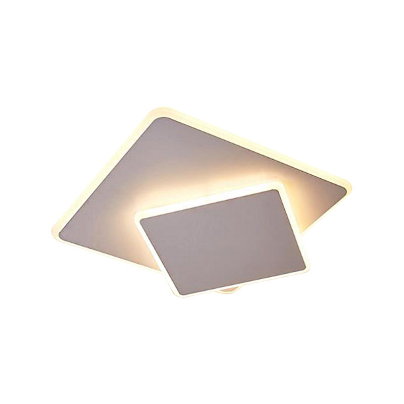 16"/19.5" Modern Acrylic Round/Square/Triangle Flush Mount Light - Overlapping Creative Design - Flushmount Fixture with Included Bulb
