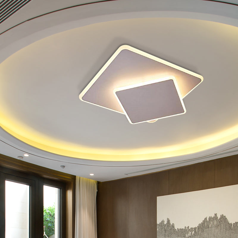 16"/19.5" Modern Acrylic Round/Square/Triangle Flush Mount Light - Overlapping Creative Design - Flushmount Fixture with Included Bulb