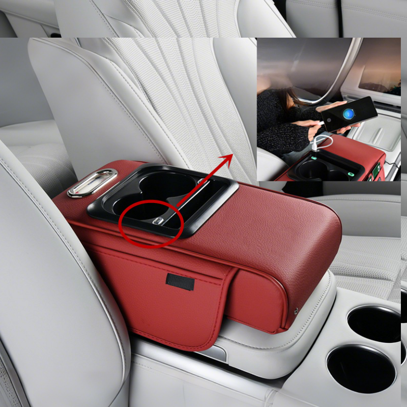 Center Console Armrest with USB Port – Storage and Cup Holder